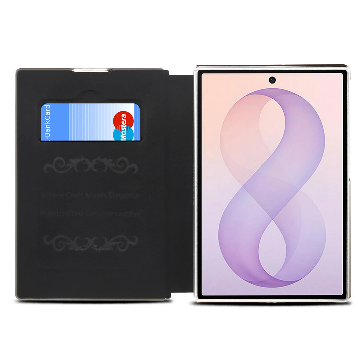 Genuine Cowhide Leather Flip Case with Card Slot for Samsung Galaxy Z Fold 8