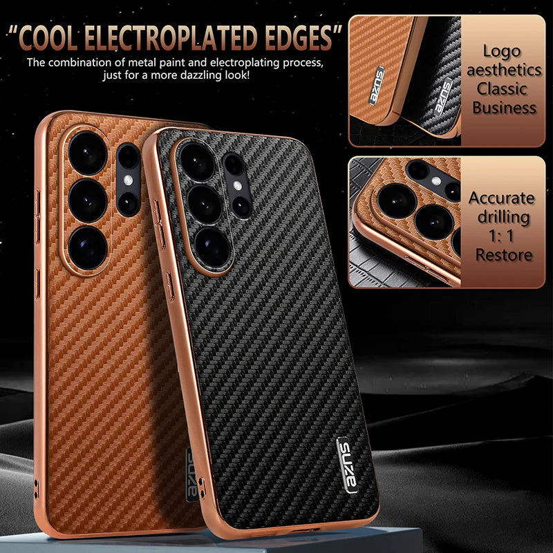 Carbon Fiber Pattern Skin-Feel Phone Case for Samsung Galaxy S25 Series
