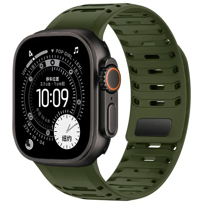 Breathable Silicone Band with Magnetic Clasp for Apple Watch