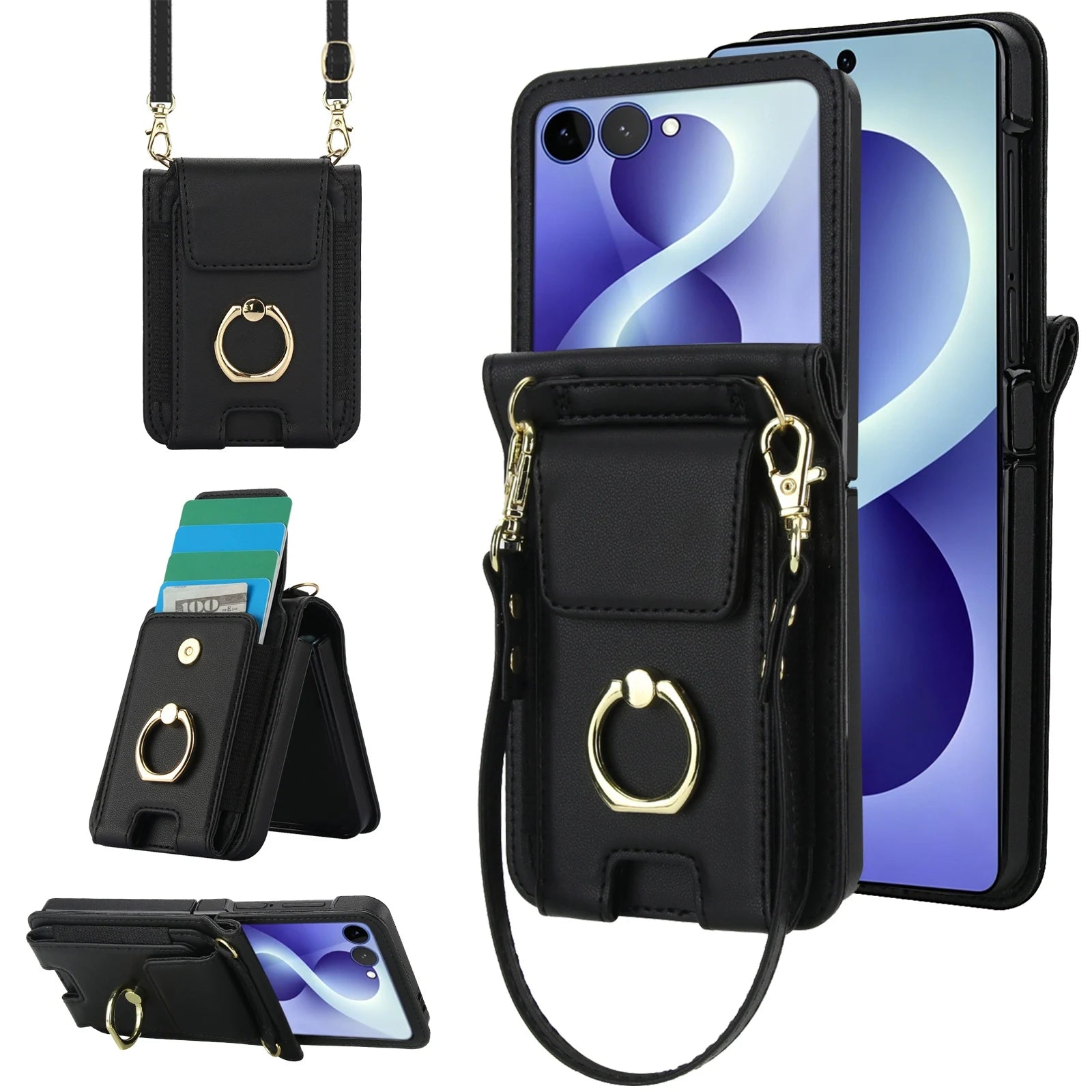 Leather Crossbody Wallet Case for Samsung Galaxy Z Flip 8