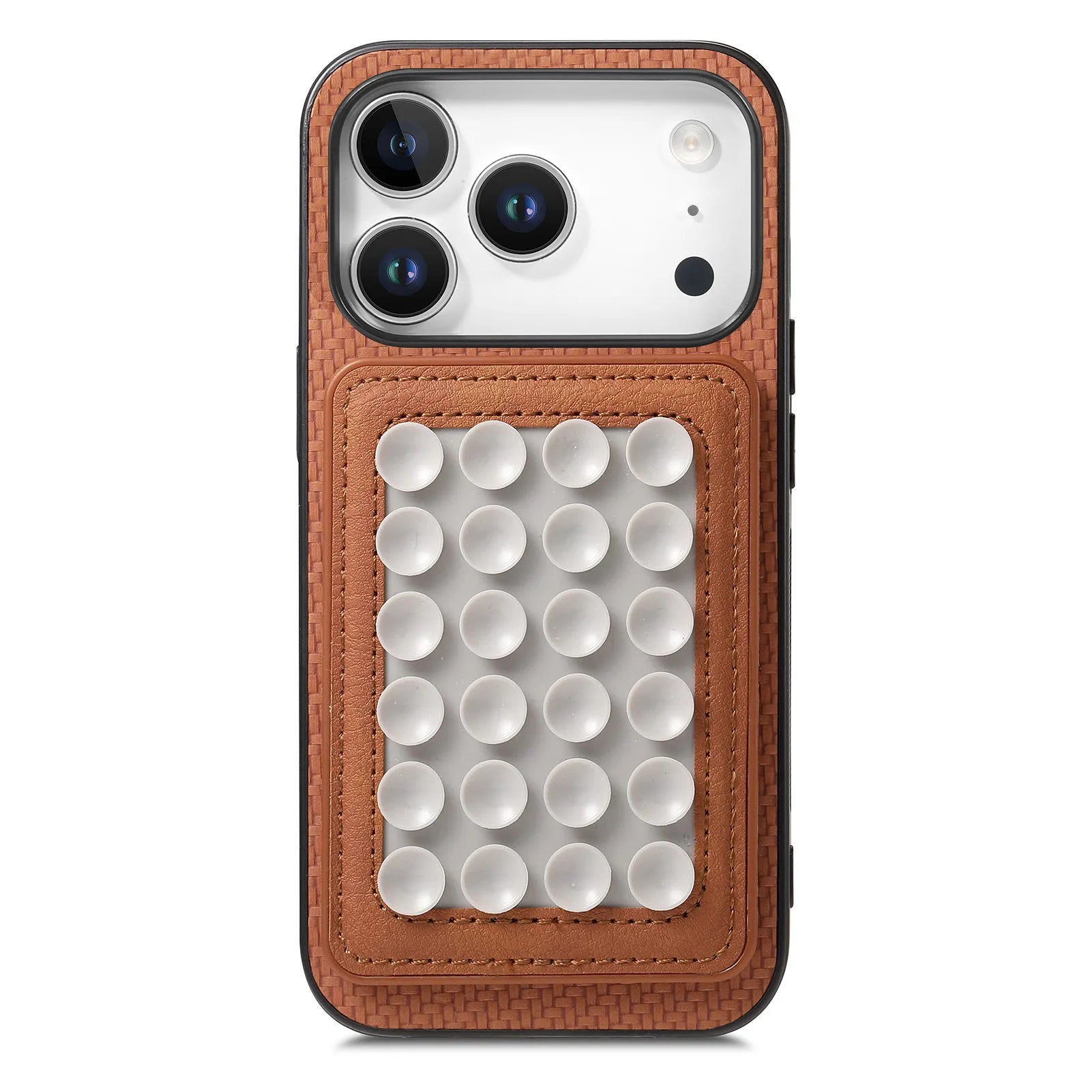 2-in-1 Detachable Fiber Texture MagSafe Leather Case with Card Holder & Suction Cup for iPhone 17 Series