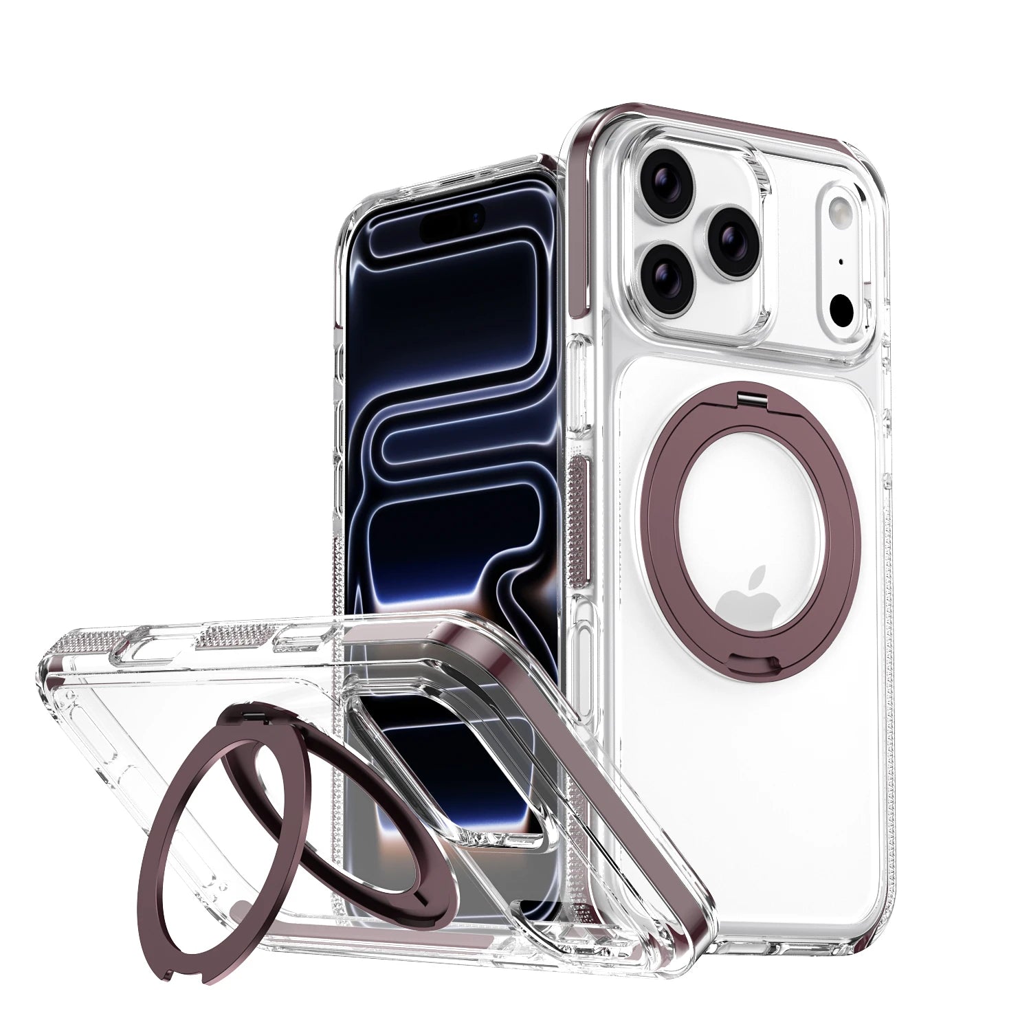 Anti-Yellowing Clear MagSafe Case with Rotating Kickstand for iPhone 17 Series