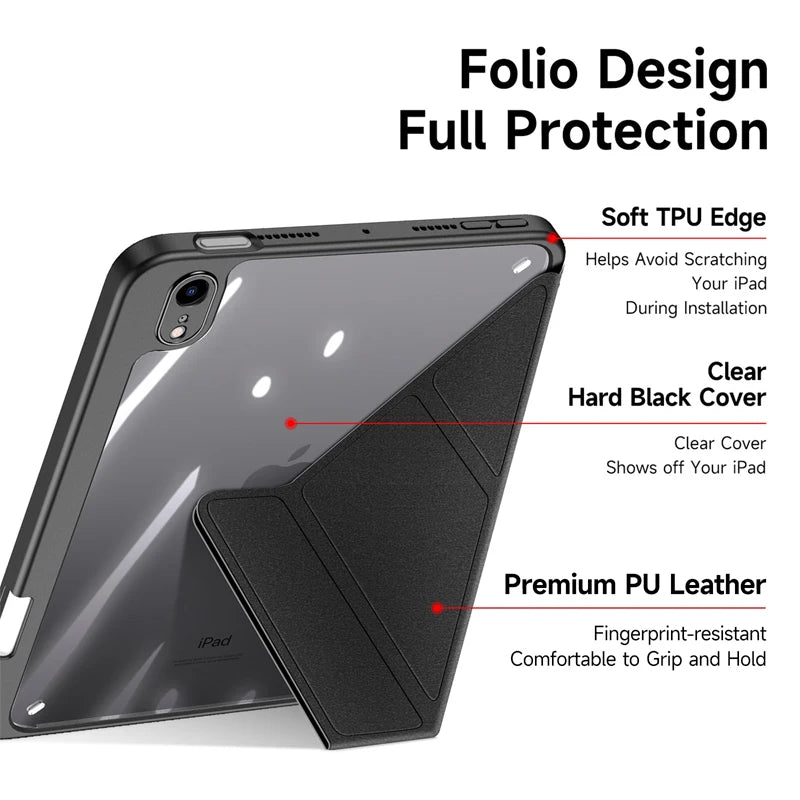 Detachable PU Leather Flip Case with Stand and Pencil Holder for iPad Mini 7