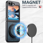 Textured Leather Magnetic Case with Rotating Ring for Samsung Galaxy Z Flip 8