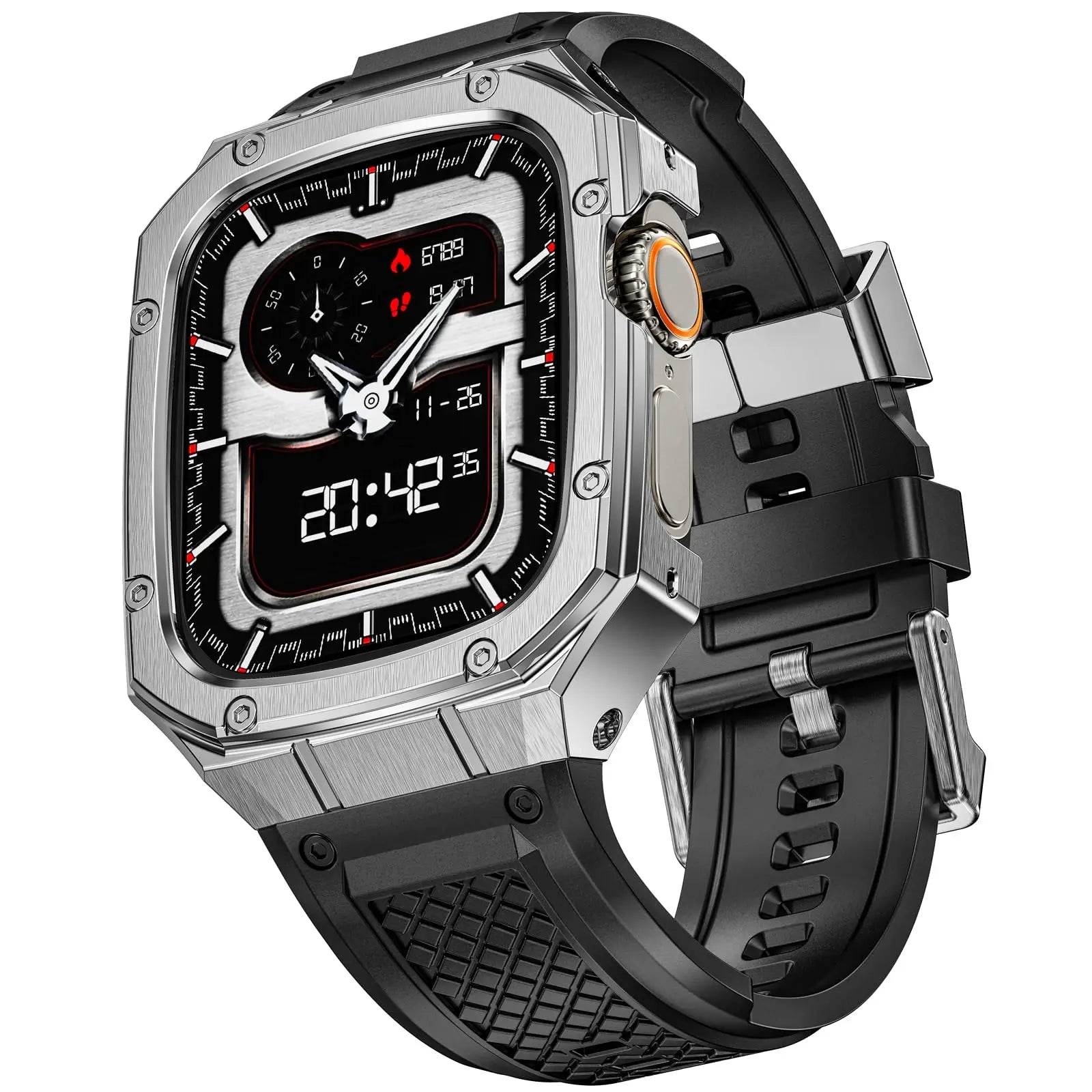Protective Metal Bumper Case with Rubber Band for Apple Watch