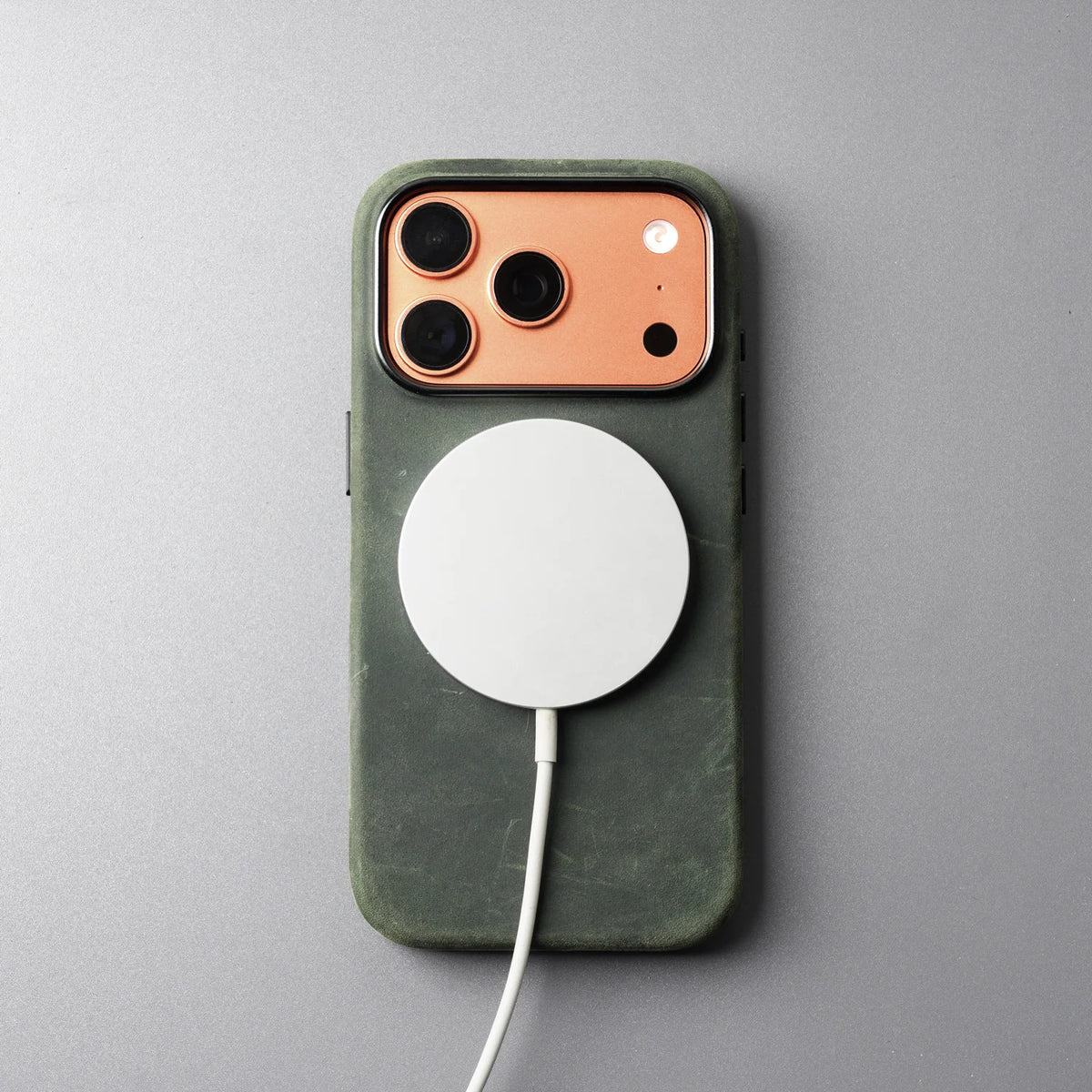 Crazy Horse Leather MagSafe Case with Raised Camera Ring for iPhone 17 Series
