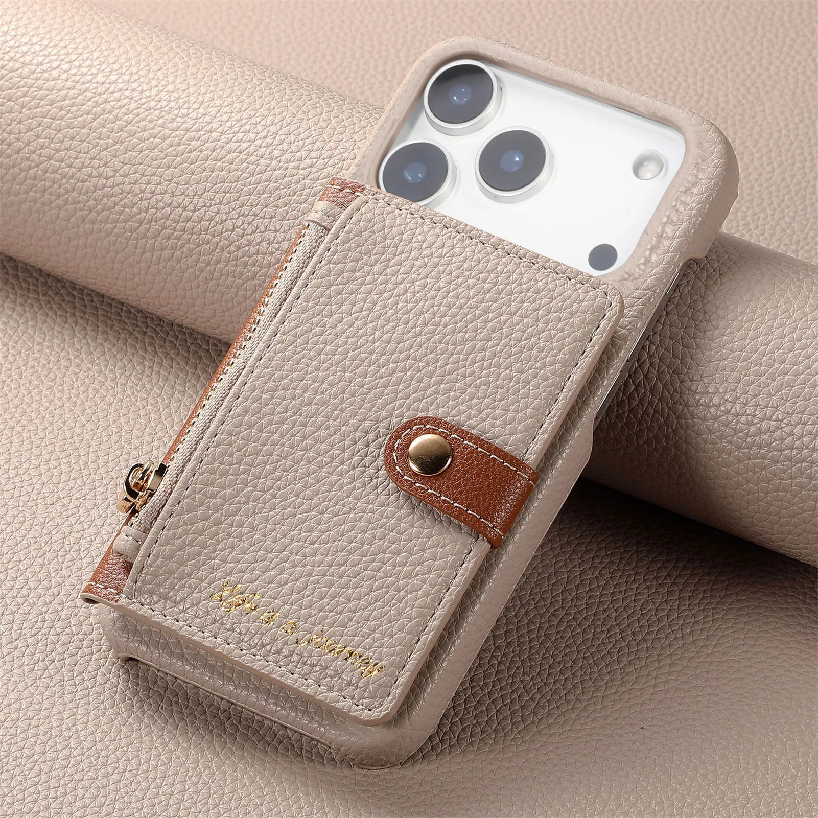 Retro Lychee Pattern Leather Wallet Case with Vertical Card Slot for iPhone 17 Series