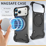 Frameless Aluminum MagSafe Armor Case with 360° Rotating Ring Stand for iPhone 17 Pro & iPhone 17 Pro Max