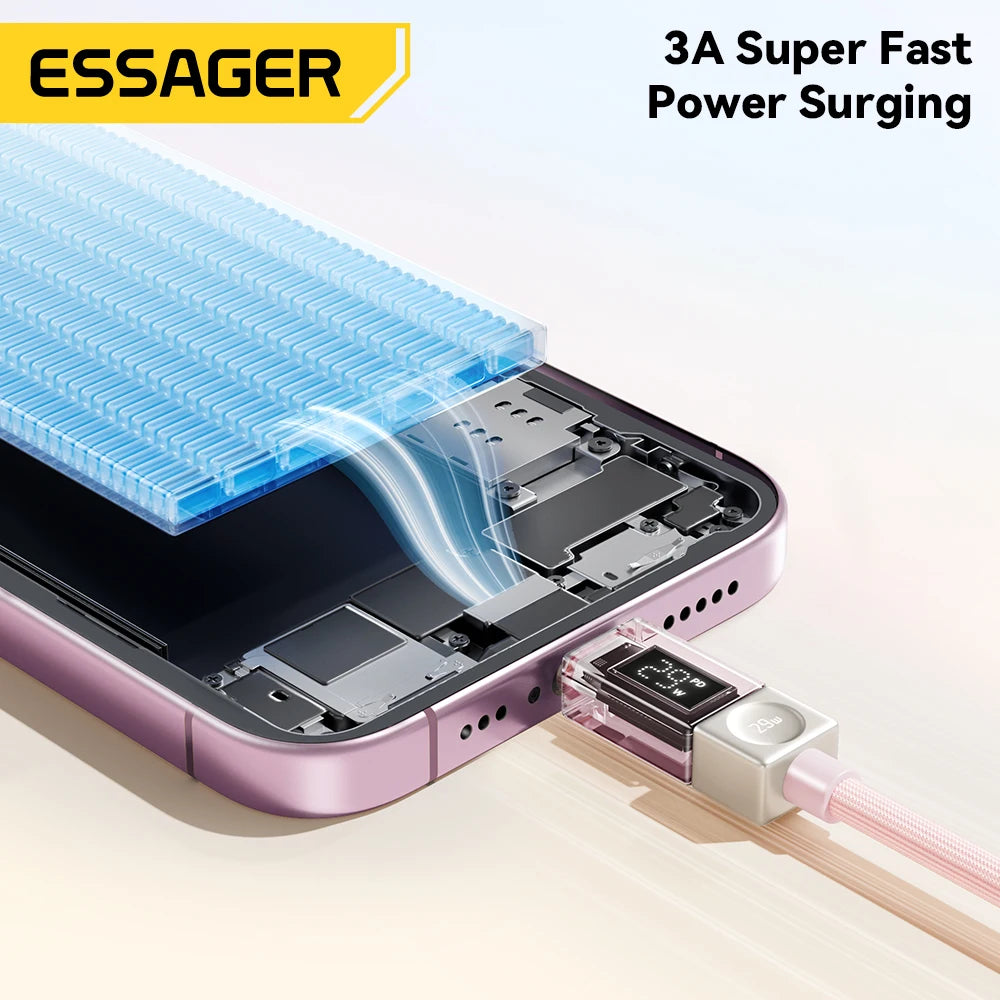 Essager PD 29W Fast Charging USB-C to Lightning Cable with Digital Display