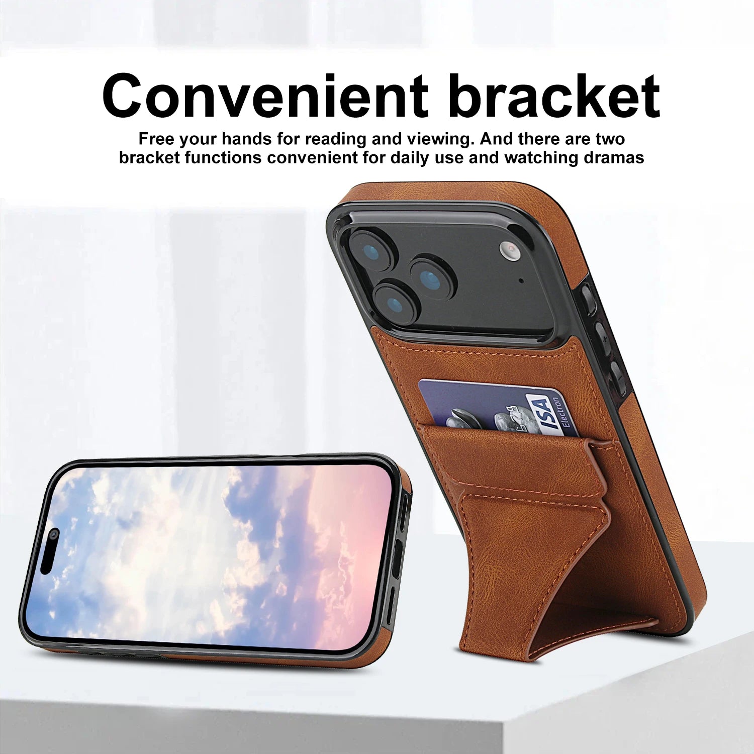 Premium Leather Wallet Case with Stand Function for iPhone 17 Series