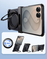 Shock-Absorbing Metal Frame Case with 360° Rotating Ring Kickstand for Samsung Galaxy Z Flip 8