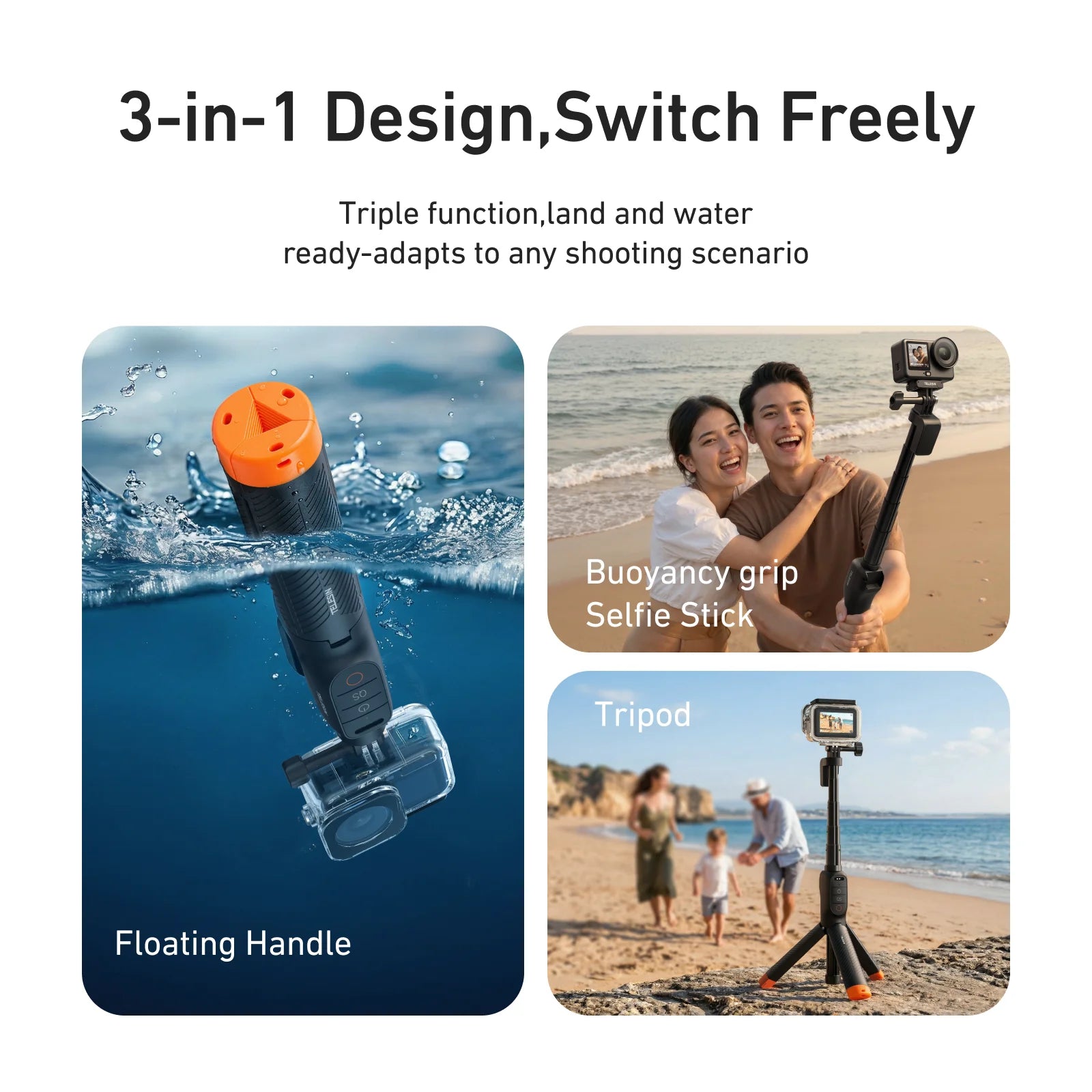 TELESIN Underwater Diving Wireless Remote Selfie Stick for DJI Osmo Action 6