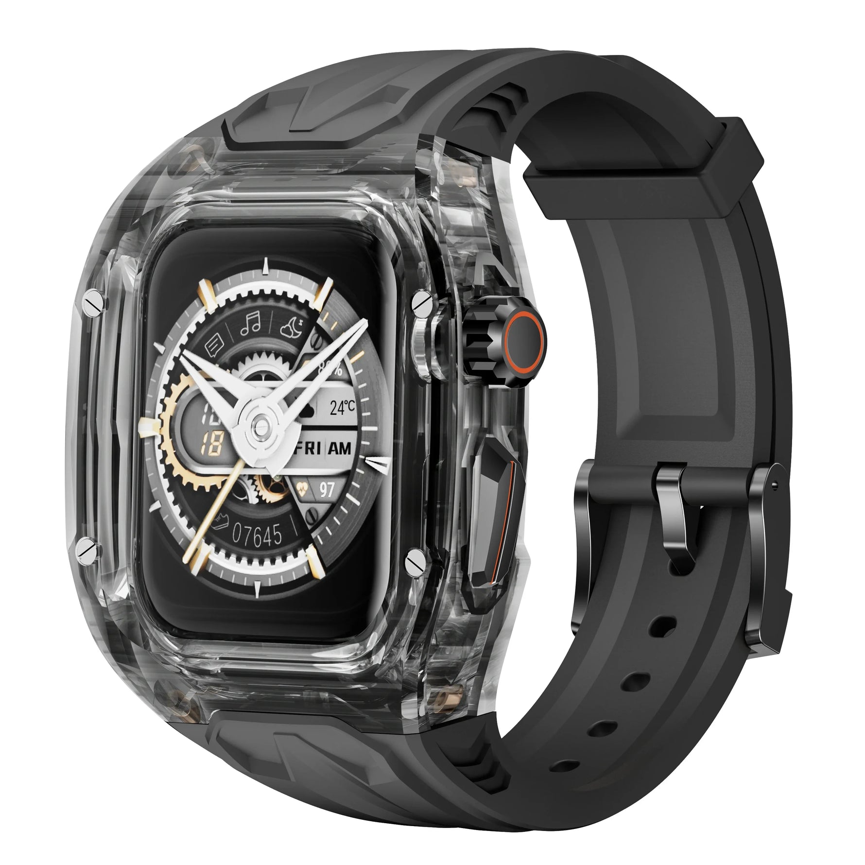 Luxury Transparent Case with Integrated Strap for Apple Watch