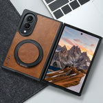 Textured Leather Case with 360° Rotating Ring Stand for Samsung Galaxy Z Fold 8