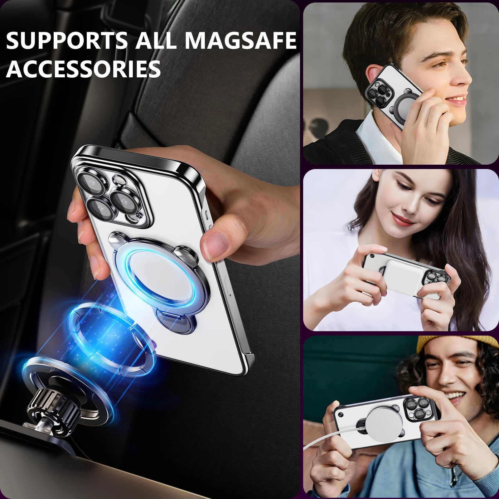 360° Rotatable Ring Holder MagSafe Phone Case for iPhone 15 Series