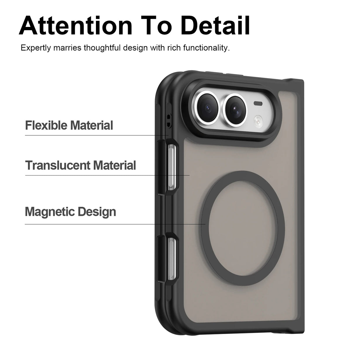 Translucent Frosted MagSafe Case with Raised Camera Protection for iPhone Duo