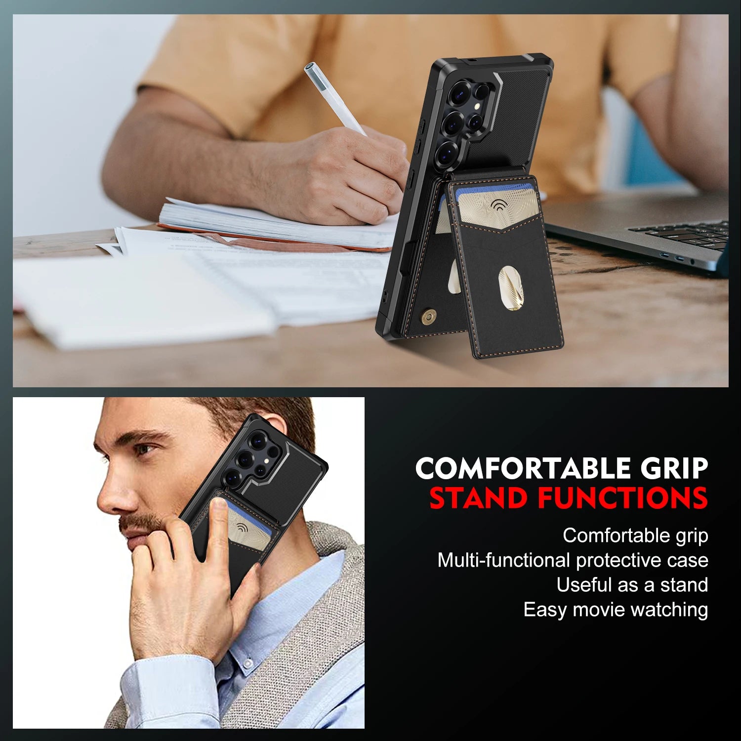 Luxury Leather Magnetic Case with Detachable Card Holder for Samsung Galaxy S24 Series