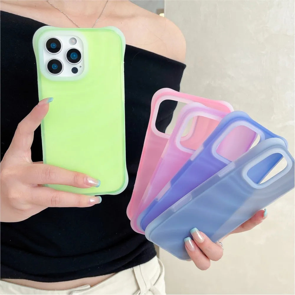 Soft Liquid Silicone Jelly Case with Fluorescent Wave Design for iPhone 16 Series