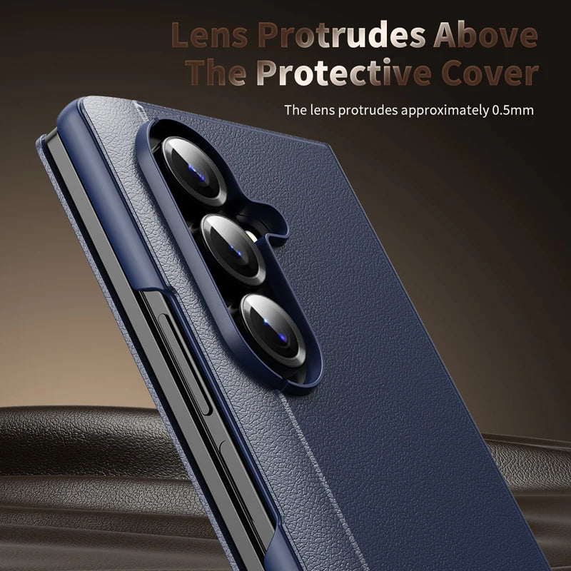 Samsung Galaxy Z Fold 7 Leather Case with Side Display Window