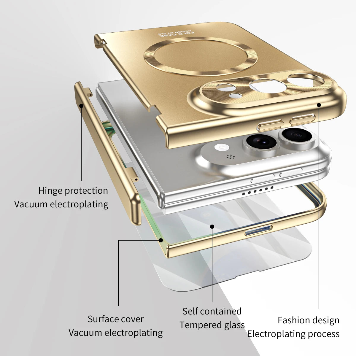 Electroplated Hinge Protection Case with Built-In Stand for iPhone Duo