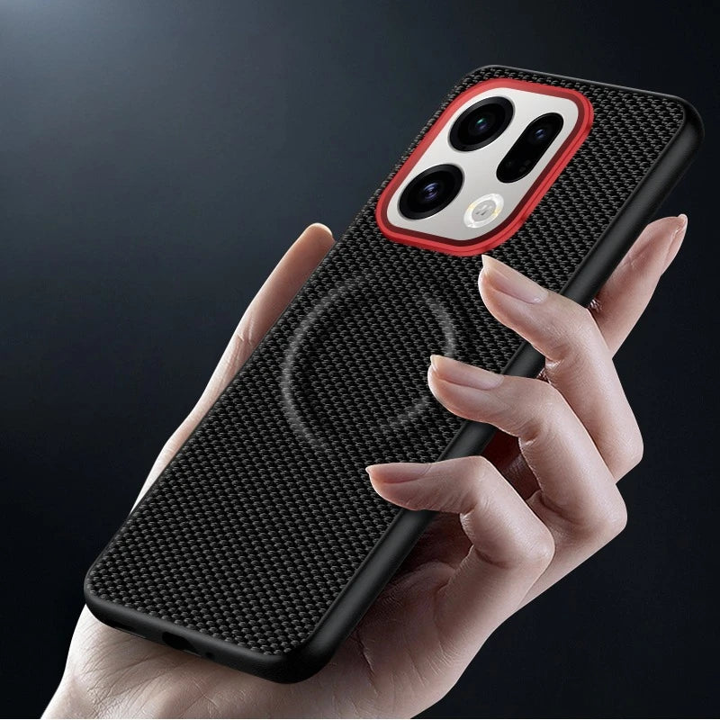 Woven Leather Magnetic Phone Case for OPPO Find X9 / X9 Pro