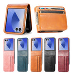 Samsung Galaxy Z Flip 7 PU Leather Protective Case with Built-in Card Holder