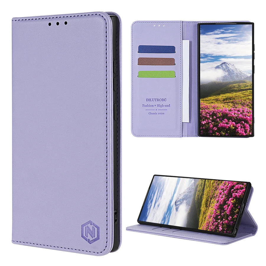 Skin-Friendly Leather Flip Case with Card Slot for Samsung Galaxy S26 Series
