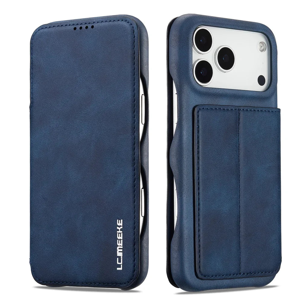 Premium Leather Flip Cover for iPhone 17 Series