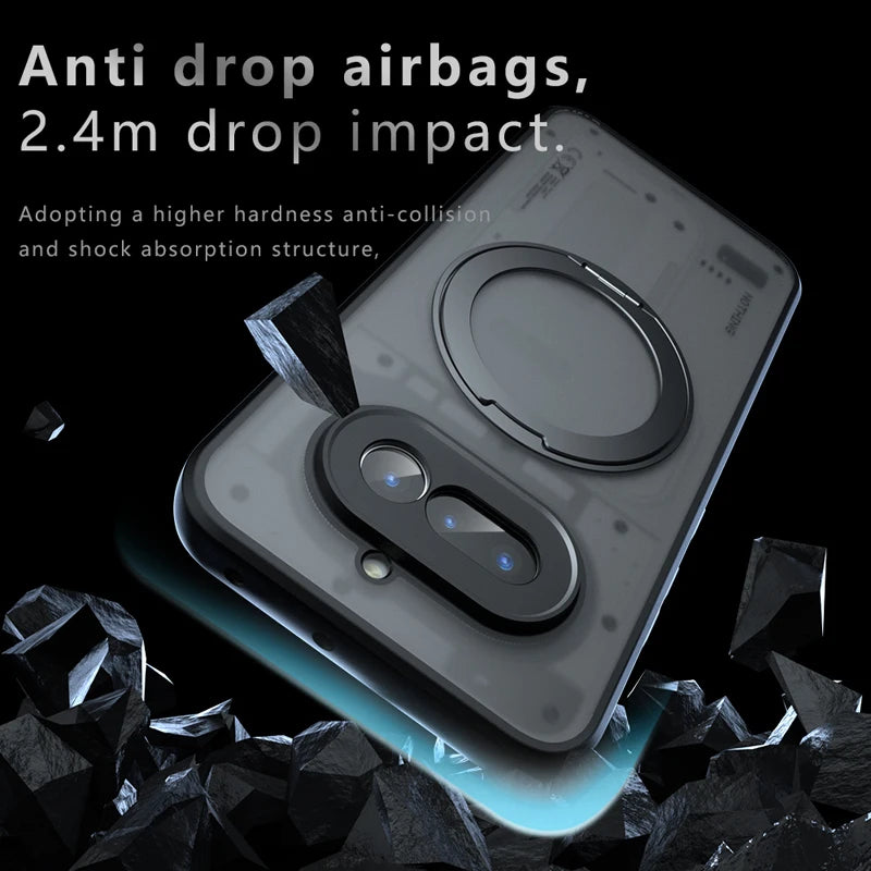 Nothing Phone 4a Translucent Anti-Fingerprint Magnetic Case with Ring Holder
