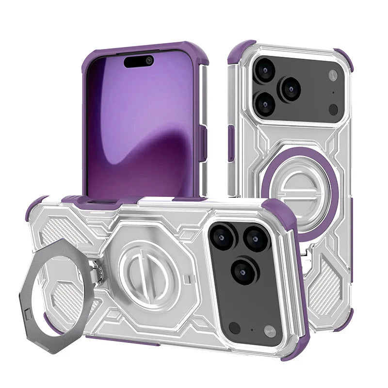 Shockproof Magnetic Case for iPhone 17 Series with 360° Rotating Ring Holder
