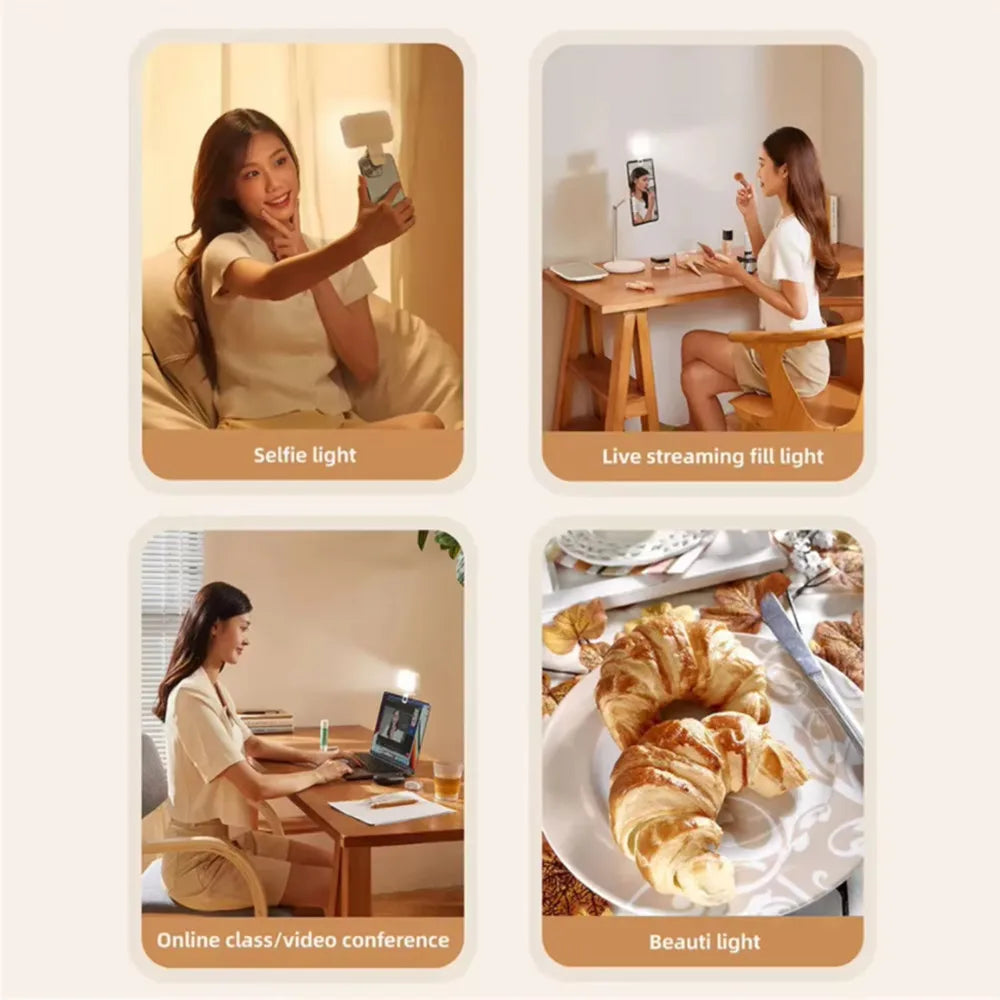 FANGTUOSI Rechargeable LED Clip-On Selfie Light with 3 Brightness Modes