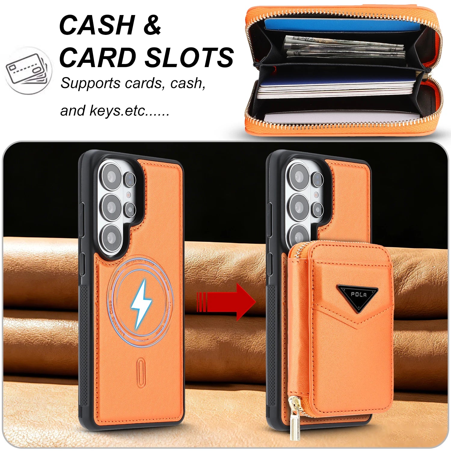 Leather Detachable Card Wallet Case with Chain Connection for Samsung Galaxy S25 Ultra
