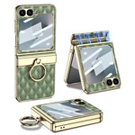 Electroplated PU Leather Case with Ring Holder for Samsung Galaxy Z Flip 6