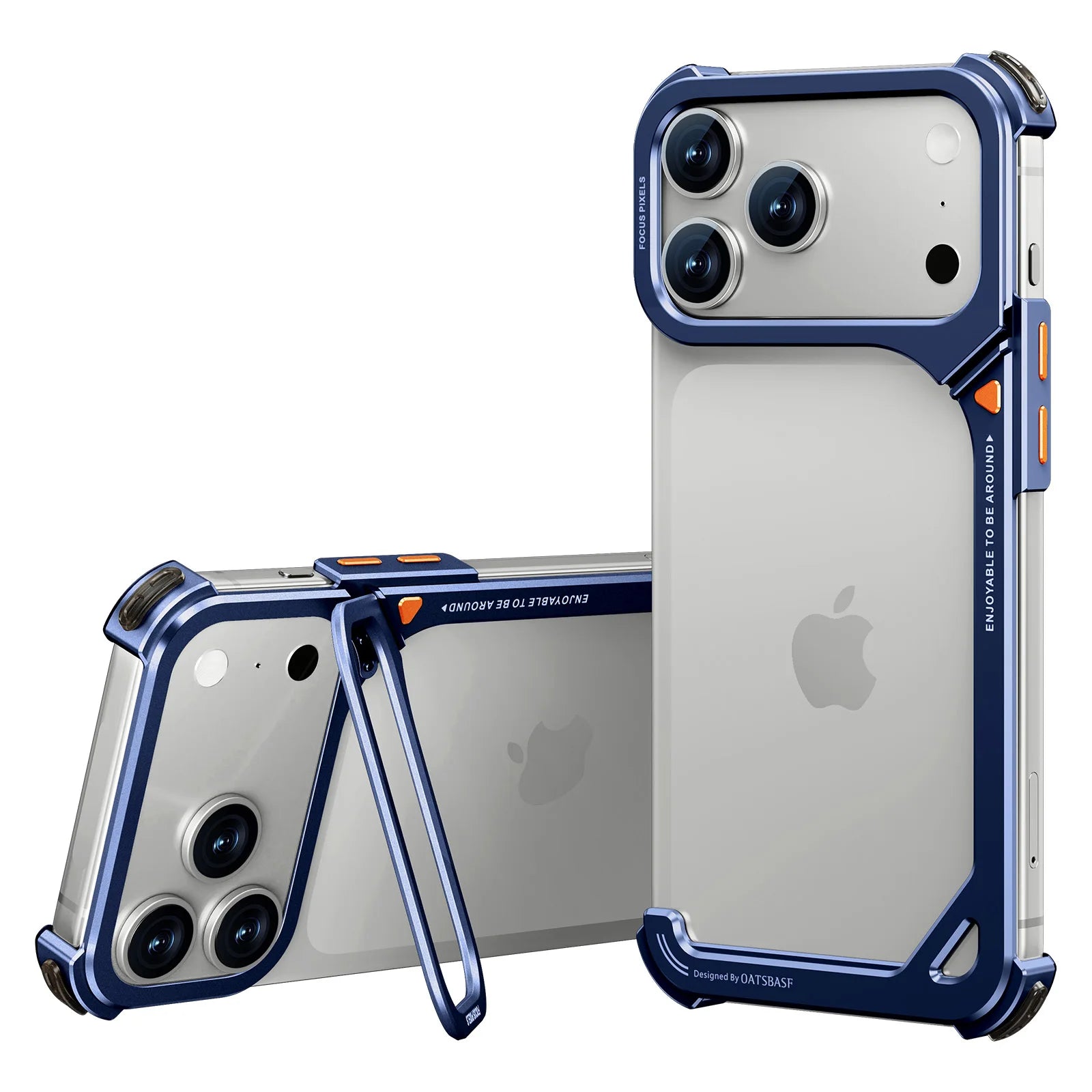 Metal Frameless Kickstand Case with 90° Adjustable Hidden Stand for iPhone 17 Series