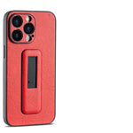 Professional PU Leather Armor Case with Grip Stand for iPhone 15 Series
