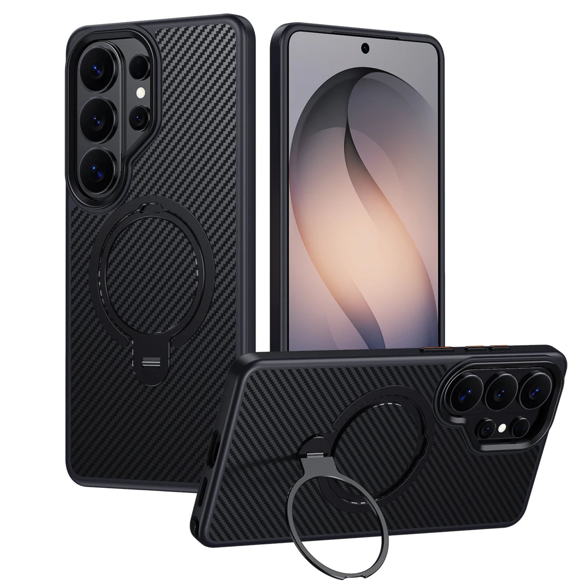 Premium Carbon Fiber Style Magnetic Case  With Kickstand for Samsung Galaxy S25 Series