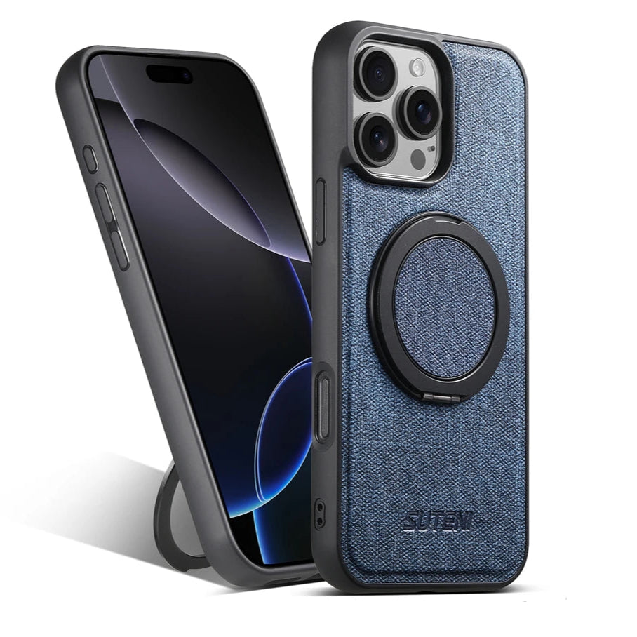 iPhone 16 Series Denim MagSafe Case with 360° Ring Bracket & Kickstand