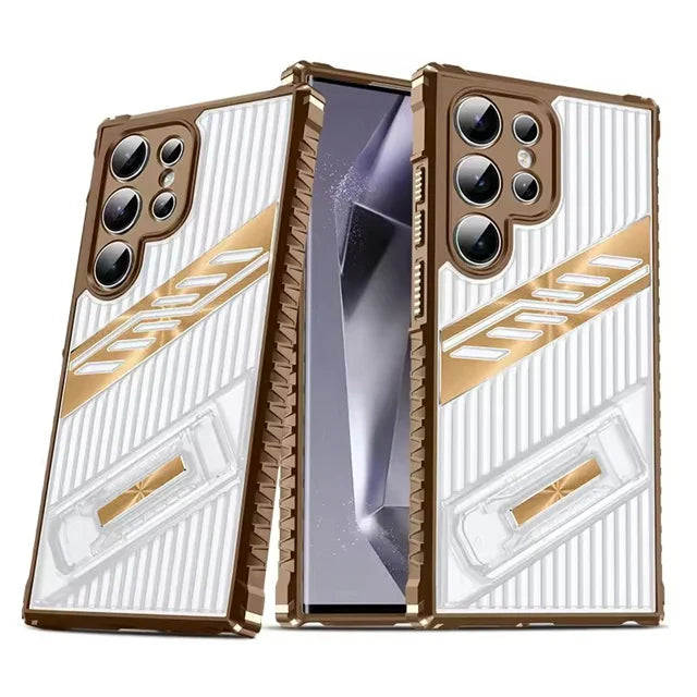 Samsung Galaxy S25 Series Heavy-Duty Armor Shockproof Case with Kickstand