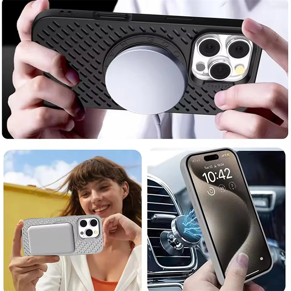 Cooling Heat Dissipation MagSafe Case with Bracket for iPhone 15 Series