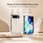 Stone-Textured Foldable MagSafe Case with Ring Stand for iPhone Duo