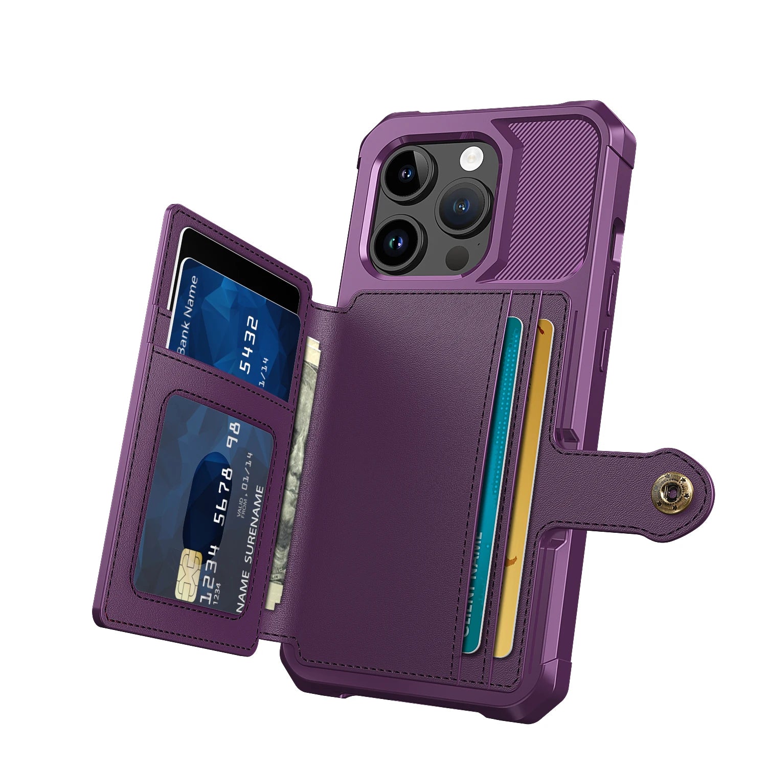 Magnetic Leather Wallet Case with Card Slots for iPhone 14 Series