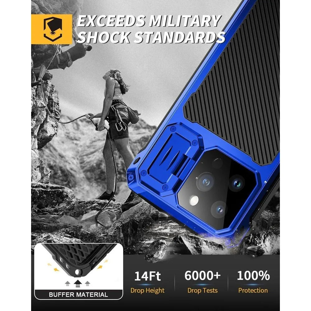 Heavy-Duty Metal Case and Glass Camera Lens Cover for iPhone 16 Series