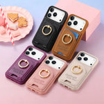 iPhone 17 Series Leather Wallet Case with Ring Holder and Kickstand