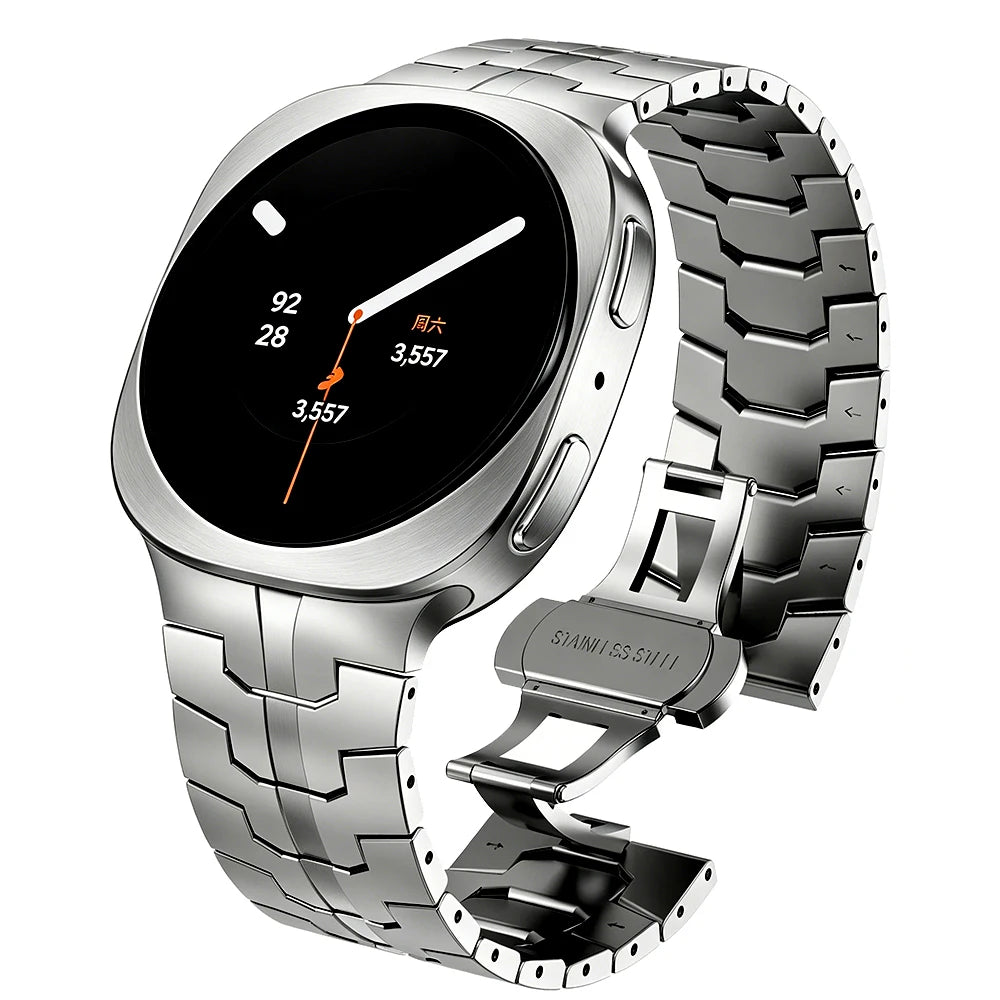 Metal Bracelet Strap with Butterfly Folding Clasp for Samsung Galaxy Watch 9