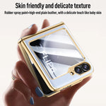 Shockproof Electroplated Leather Hard Shell Case for Samsung Galaxy Z Flip 6