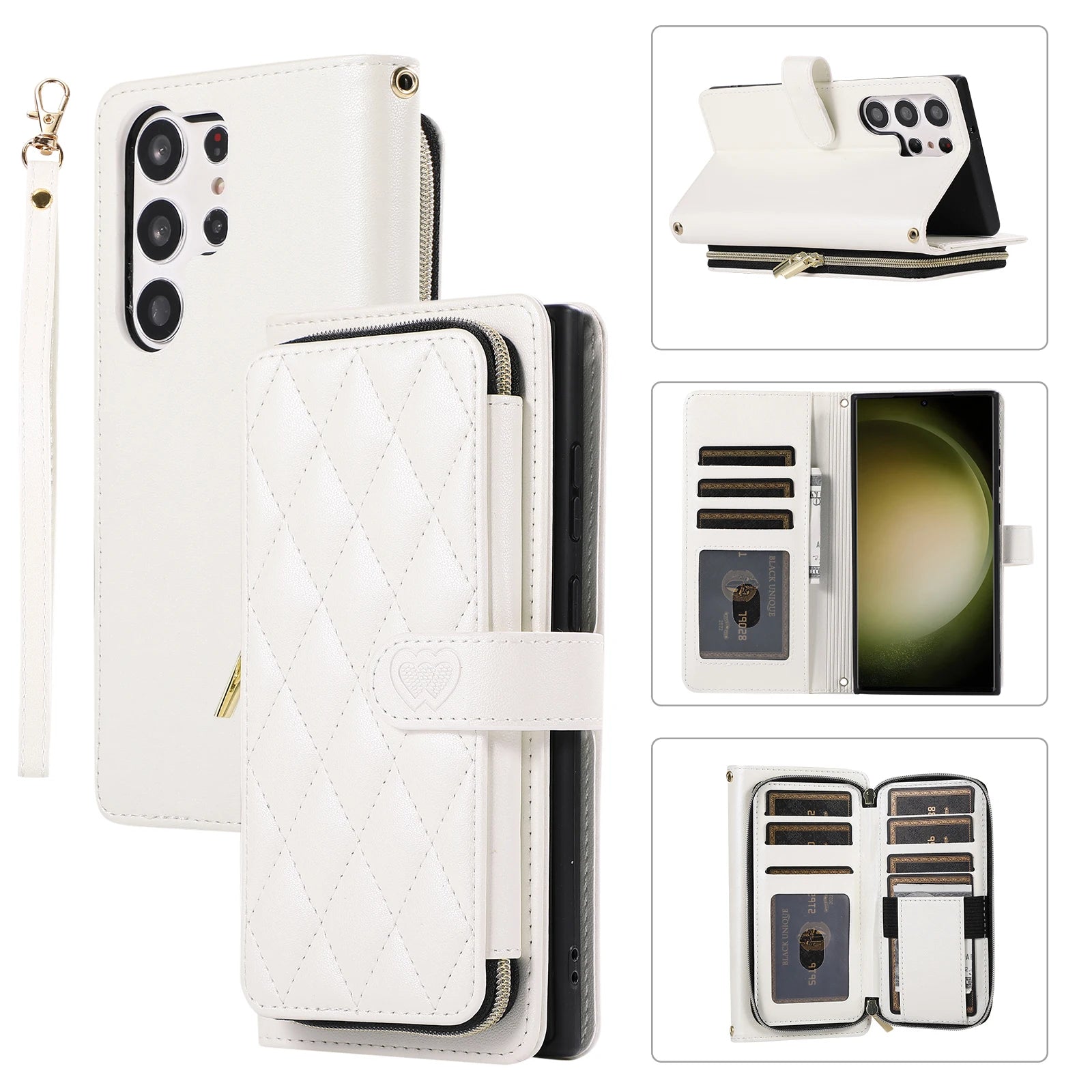 Premium Quilted Leather Crossbody Wallet Case for Samsung Galaxy S26 Series