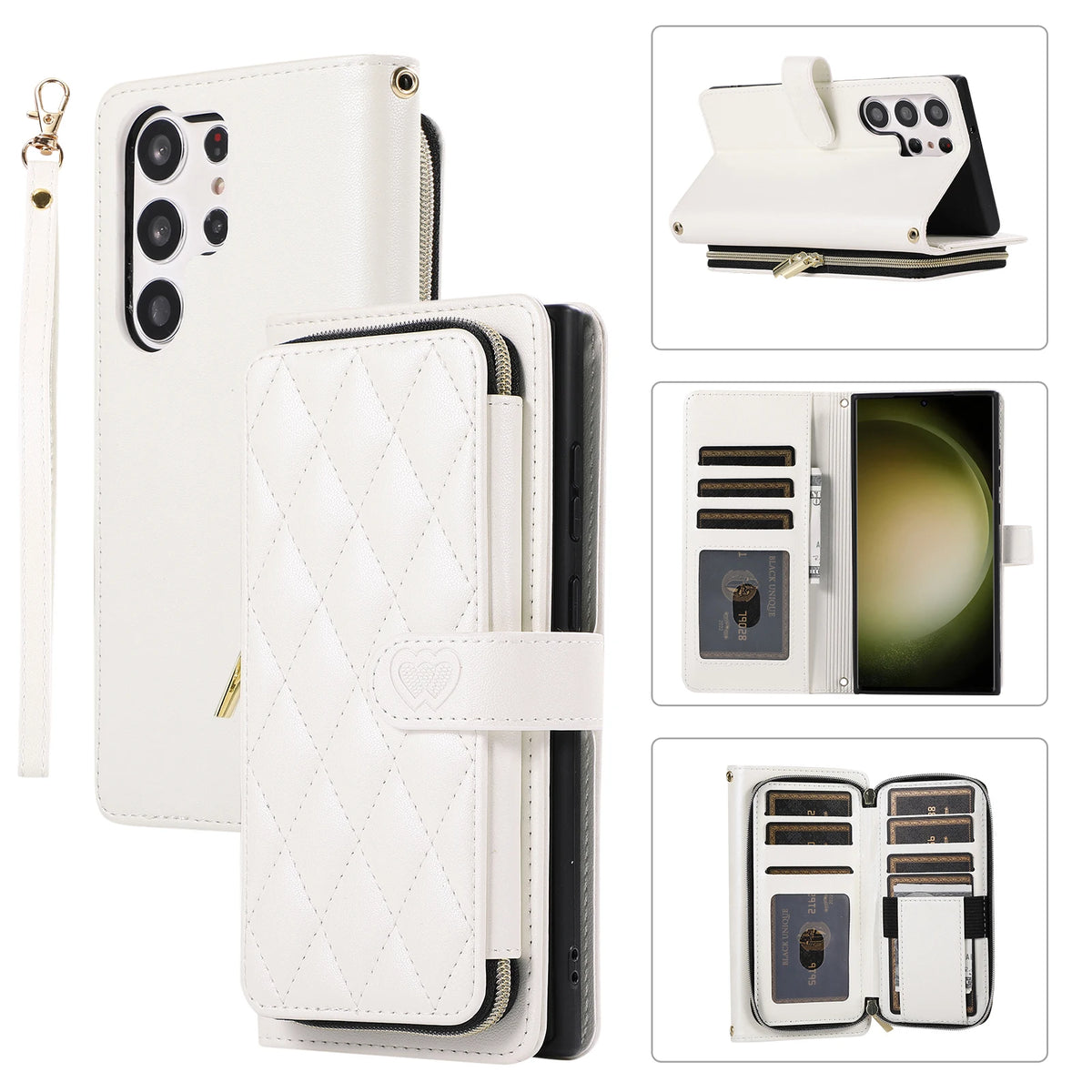 Premium Quilted Leather Crossbody Wallet Case for Samsung Galaxy S26 Series