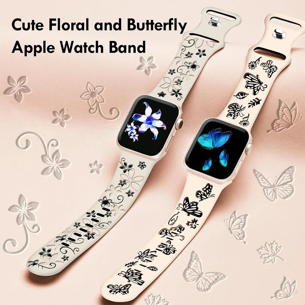 Fashion Engraved Silicone Bands for Apple Watch