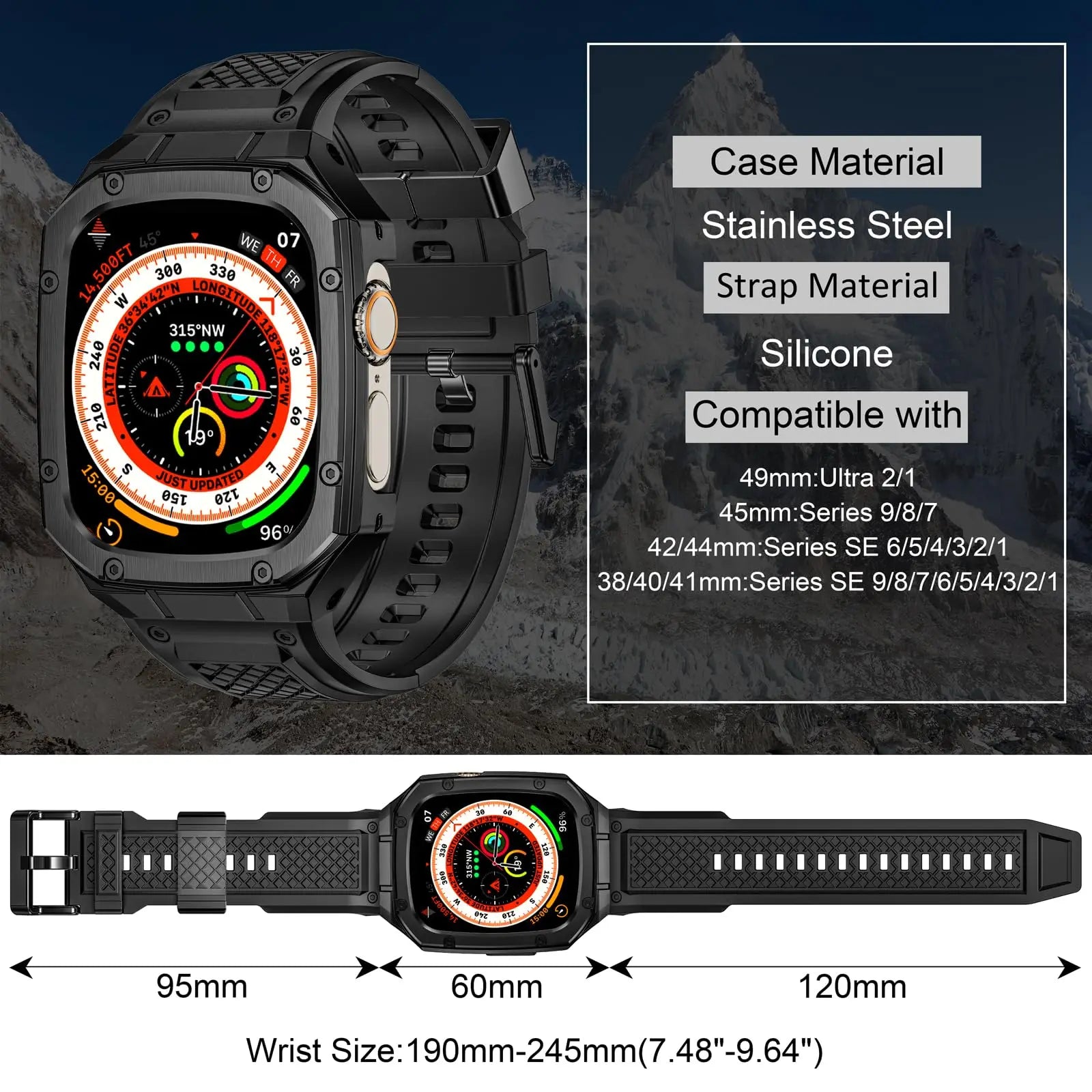 Protective Metal Bumper Case with Rubber Band for Apple Watch