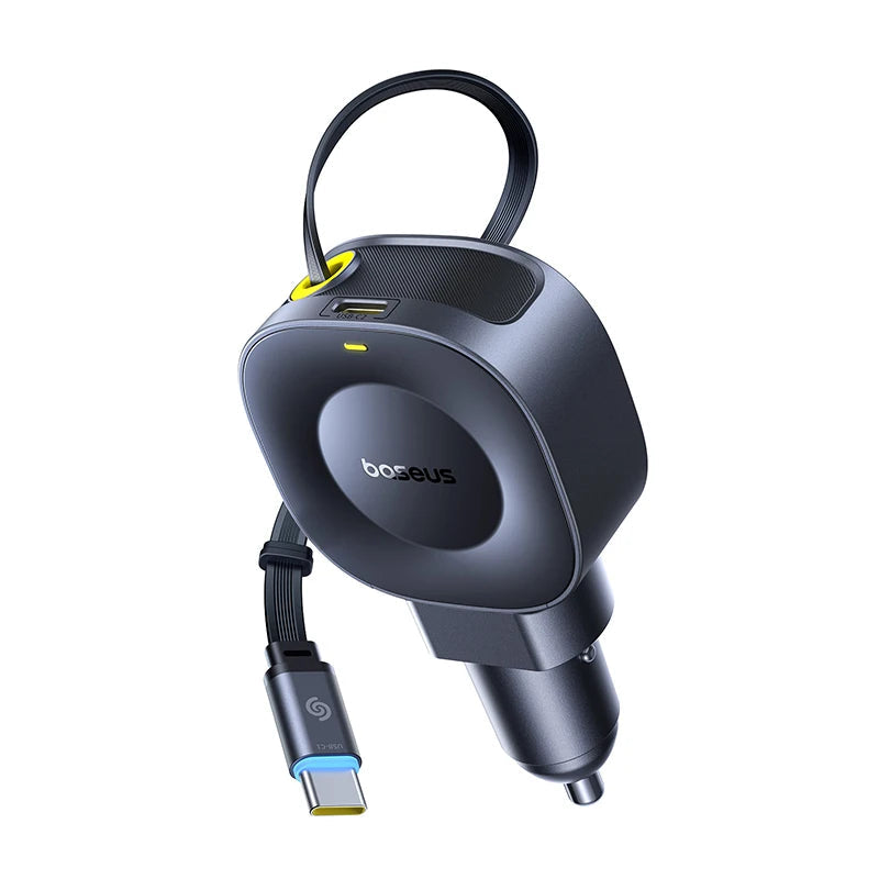 Baseus PrimeTrip VR2 45W Car Charger with Dual Fast Charging and Retractable Cable